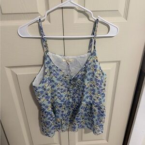 Promesa Blue Floral Spaghetti-Strap Camisole